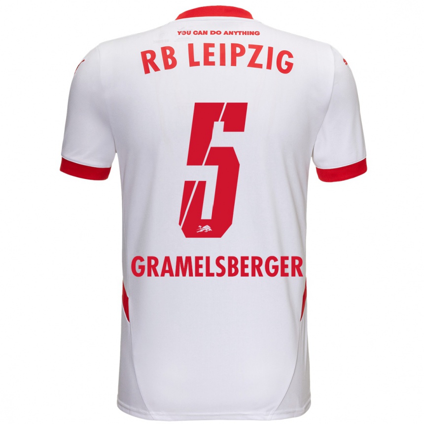 Kids Football Lennert Gramelsberger #5 White Red Home Jersey 2024/25 T-Shirt Australia