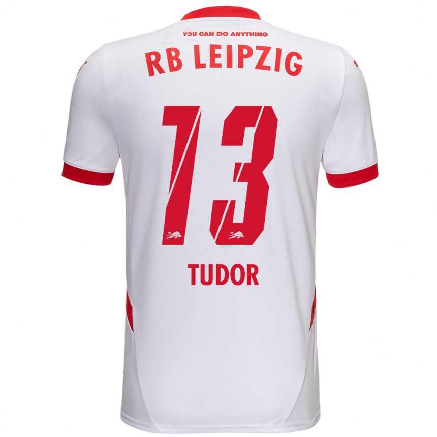 Kids Football Aaron Tudor #13 White Red Home Jersey 2024/25 T-Shirt Australia