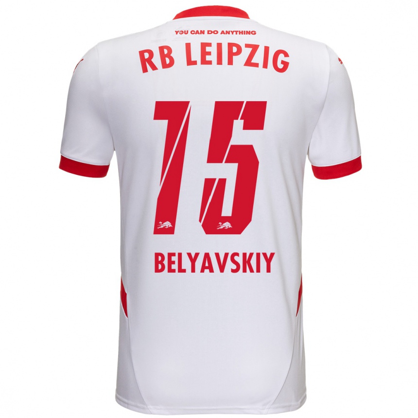 Kids Football David Belyavskiy #15 White Red Home Jersey 2024/25 T-Shirt Australia