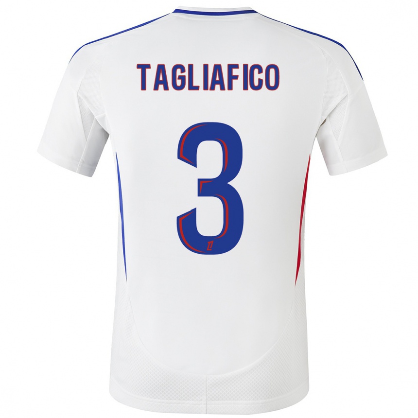 Kids Football Nicolas Tagliafico #3 White Blue Home Jersey 2024/25 T-Shirt Australia