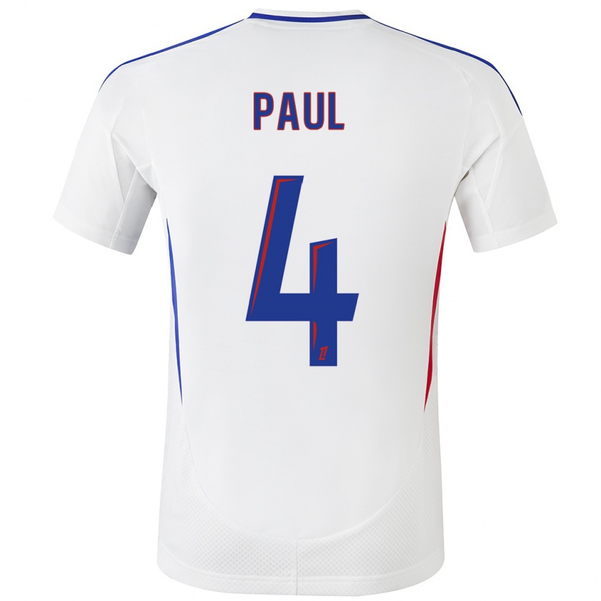 Kids Football Paul Akouokou #4 White Blue Home Jersey 2024/25 T-Shirt Australia