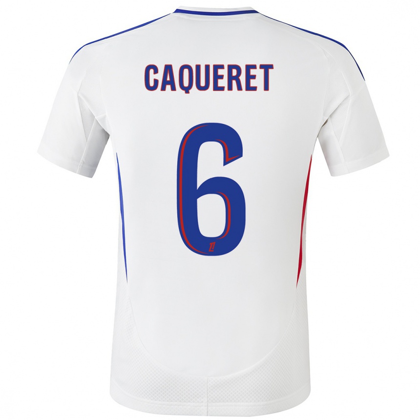 Kids Football Maxence Caqueret #6 White Blue Home Jersey 2024/25 T-Shirt Australia