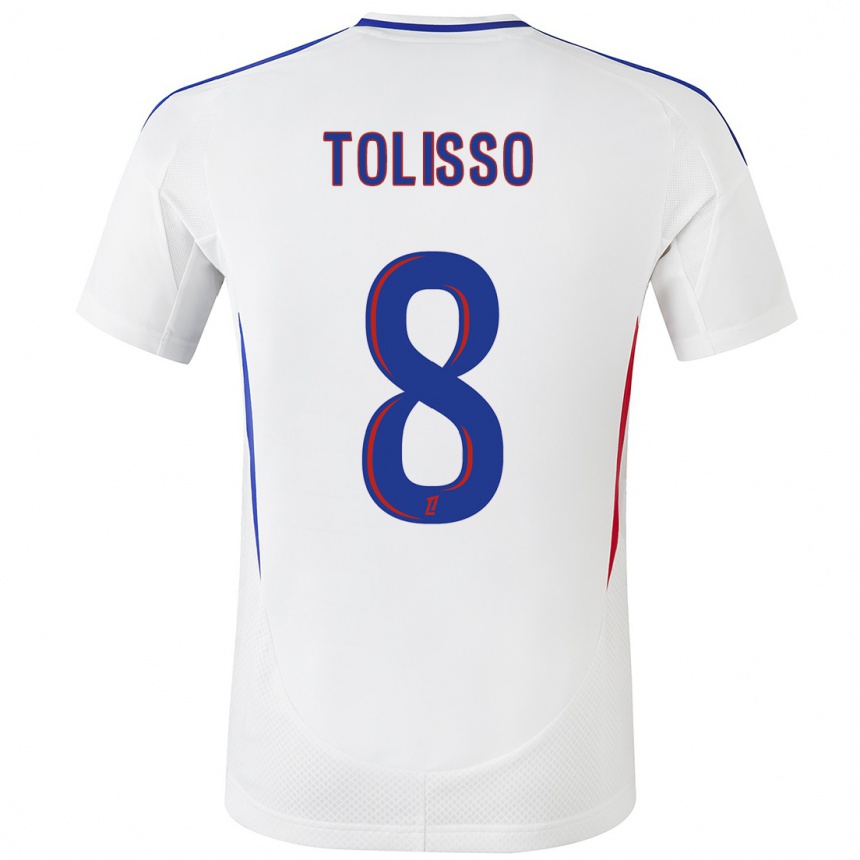 Kids Football Corentin Tolisso #8 White Blue Home Jersey 2024/25 T-Shirt Australia