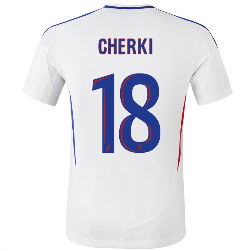 Kids Football Rayan Cherki #18 White Blue Home Jersey 2024/25 T-Shirt Australia