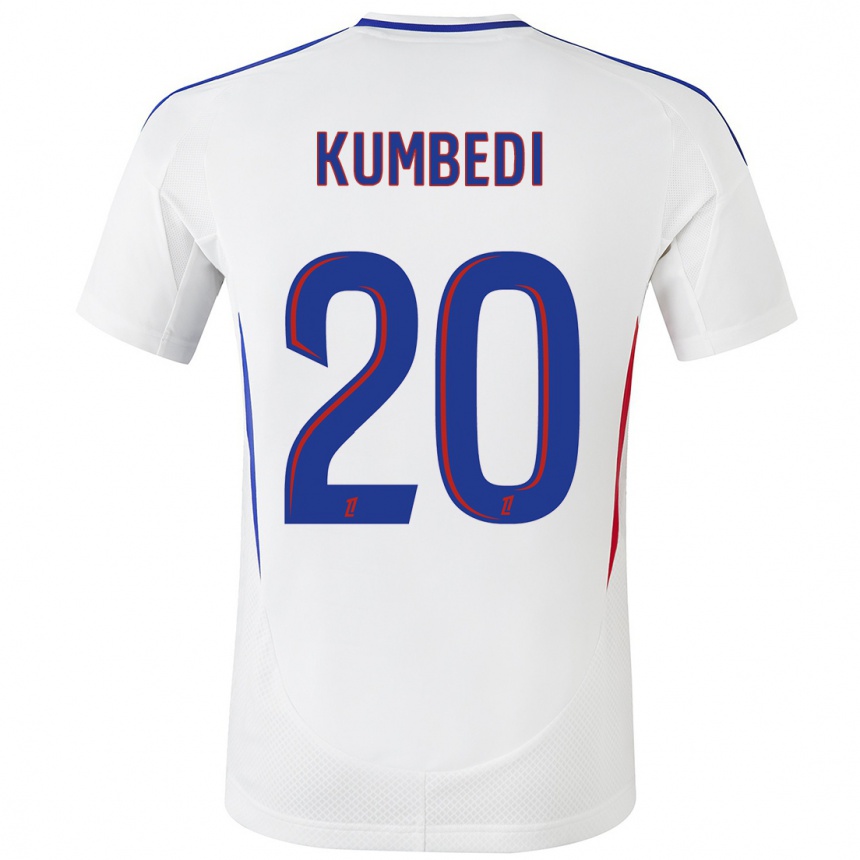 Kids Football Saël Kumbedi #20 White Blue Home Jersey 2024/25 T-Shirt Australia