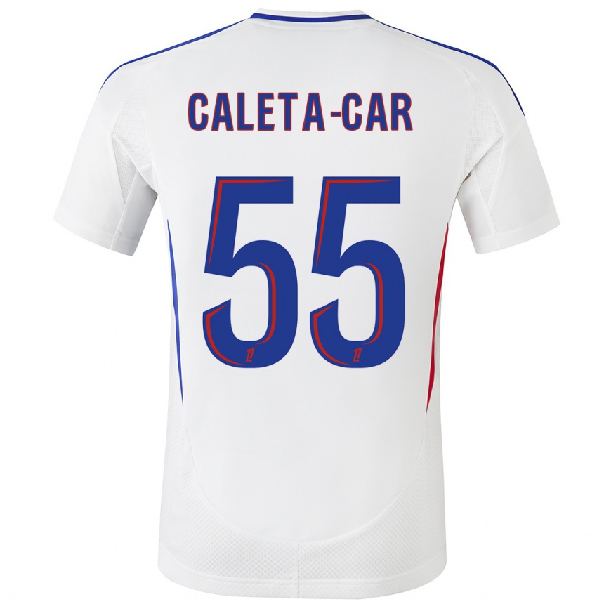 Kids Football Duje Caleta-Car #55 White Blue Home Jersey 2024/25 T-Shirt Australia