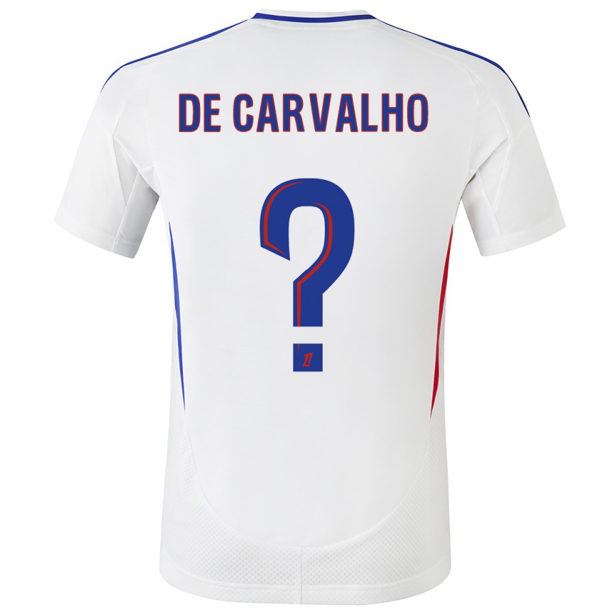 Kids Football Mathys De Carvalho #0 White Blue Home Jersey 2024/25 T-Shirt Australia