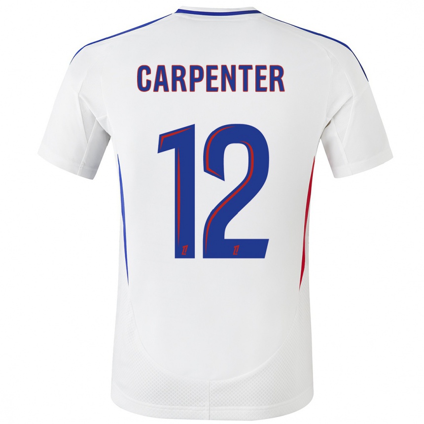 Kids Football Ellie Carpenter #12 White Blue Home Jersey 2024/25 T-Shirt Australia