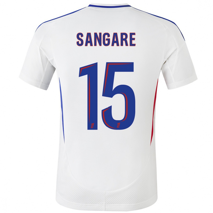 Kids Football Wassa Sangaré #15 White Blue Home Jersey 2024/25 T-Shirt Australia