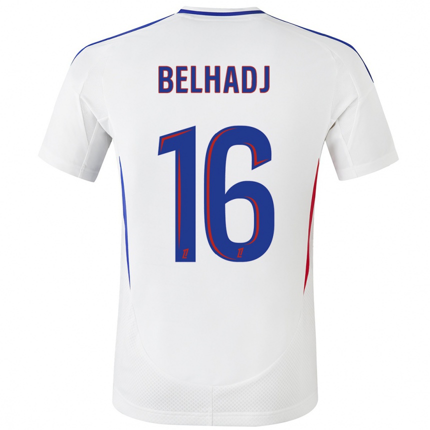 Kids Football Féerine Belhadj #16 White Blue Home Jersey 2024/25 T-Shirt Australia