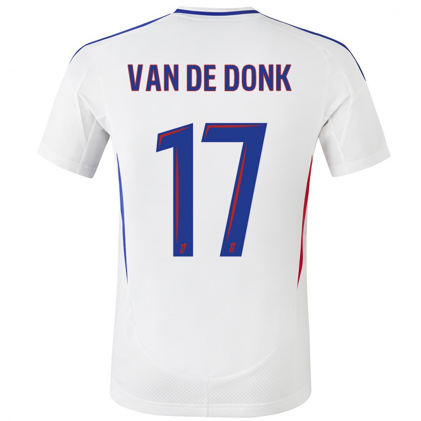 Kids Football Danielle Van De Donk #17 White Blue Home Jersey 2024/25 T-Shirt Australia