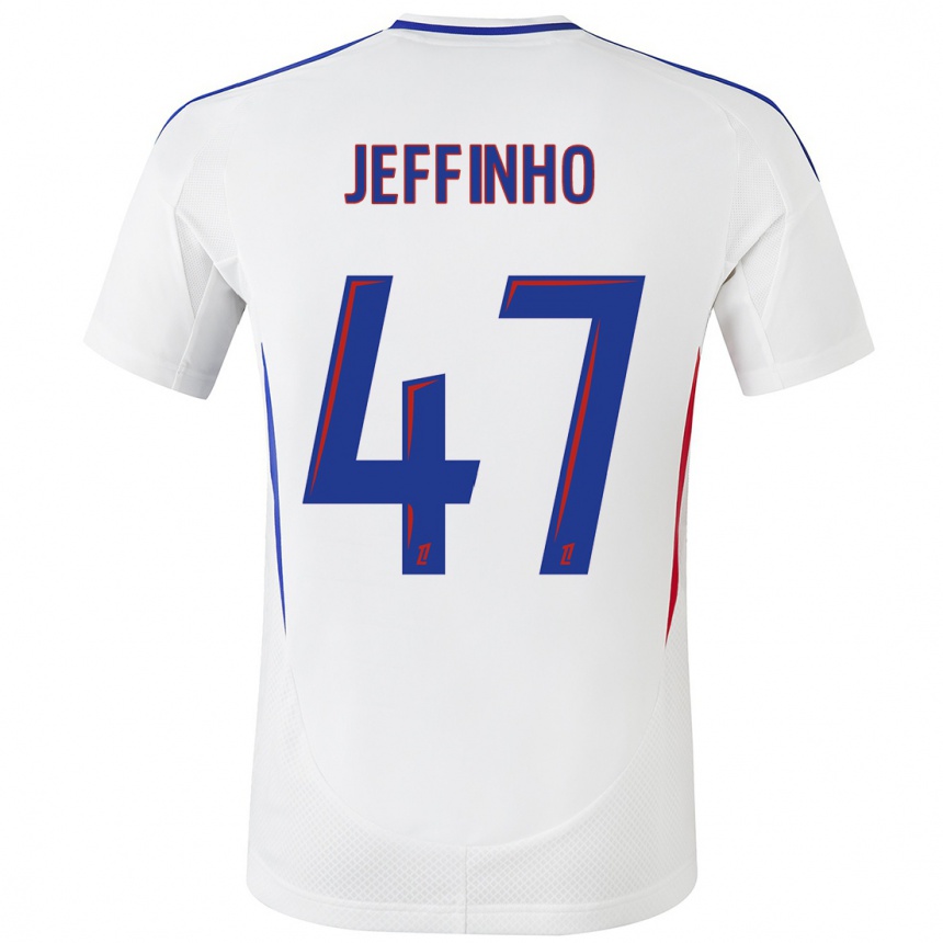 Kids Football Jeffinho #47 White Blue Home Jersey 2024/25 T-Shirt Australia