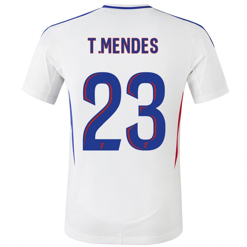 Kids Football Thiago Mendes #23 White Blue Home Jersey 2024/25 T-Shirt Australia