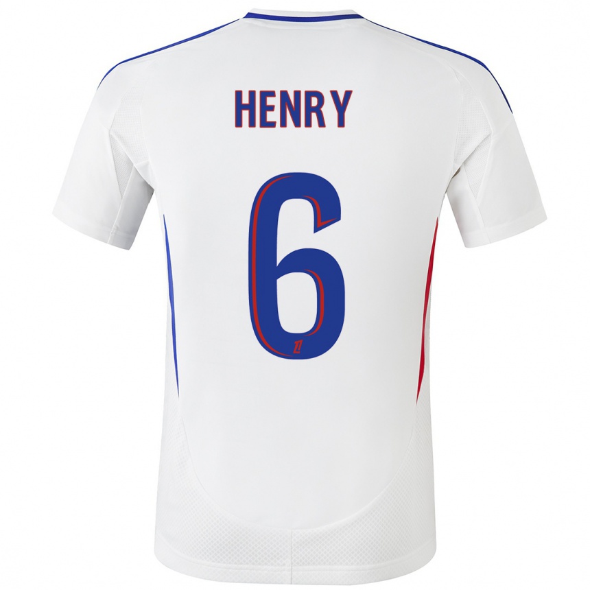 Kids Football Amandine Henry #6 White Blue Home Jersey 2024/25 T-Shirt Australia