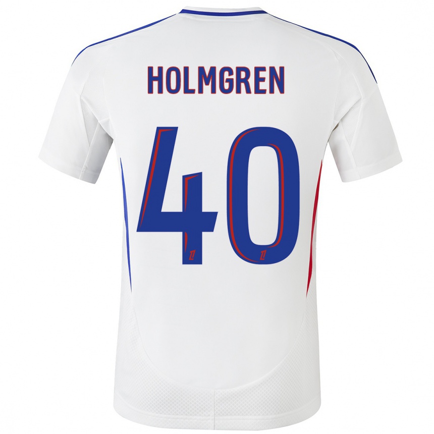 Kids Football Emma Holmgren #40 White Blue Home Jersey 2024/25 T-Shirt Australia