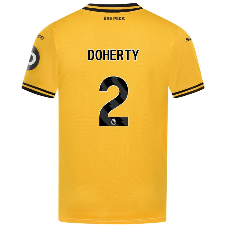 Kids Football Matt Doherty #2 Yellow Home Jersey 2024/25 T-Shirt Australia