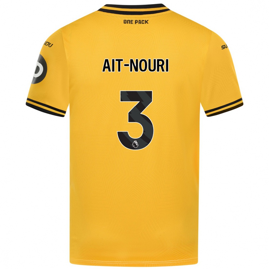 Kids Football Rayan Aït-Nouri #3 Yellow Home Jersey 2024/25 T-Shirt Australia