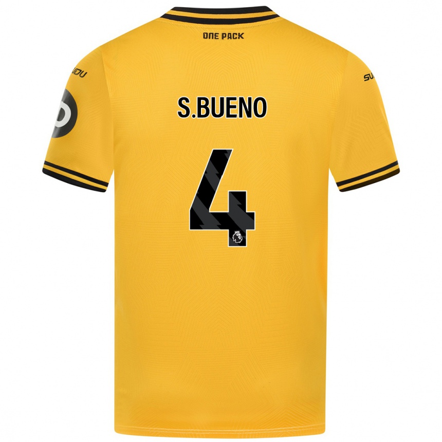 Kids Football Santiago Bueno #4 Yellow Home Jersey 2024/25 T-Shirt Australia