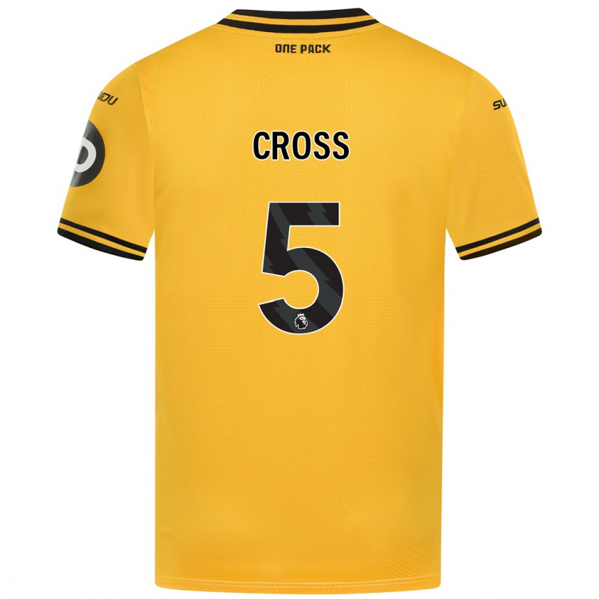 Kids Football Emma Cross #5 Yellow Home Jersey 2024/25 T-Shirt Australia