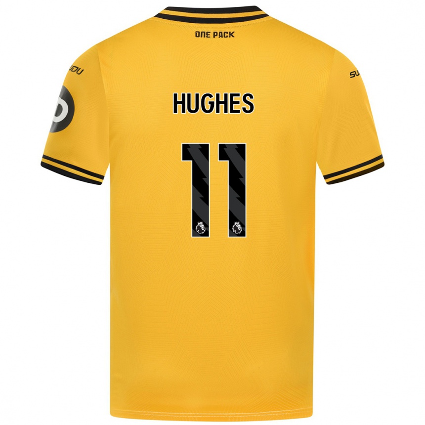 Kids Football Amber Hughes #11 Yellow Home Jersey 2024/25 T-Shirt Australia