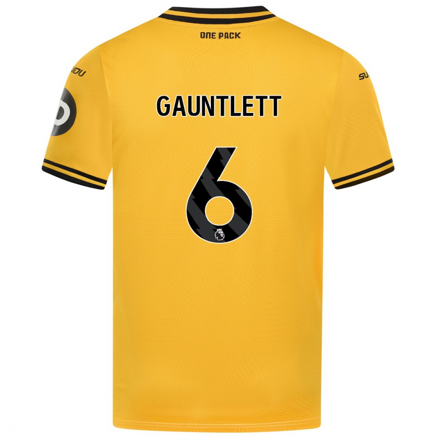 Kids Football Maz Gauntlett #6 Yellow Home Jersey 2024/25 T-Shirt Australia