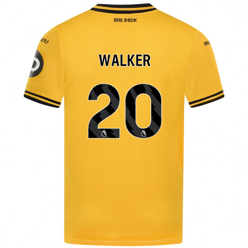 Kids Football Lowri Walker #20 Yellow Home Jersey 2024/25 T-Shirt Australia