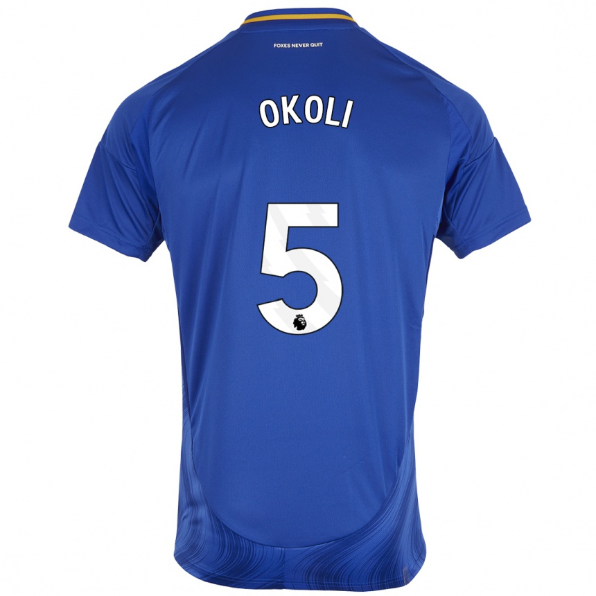 Kids Football Caleb Okoli #5 Blue White Home Jersey 2024/25 T-Shirt Australia