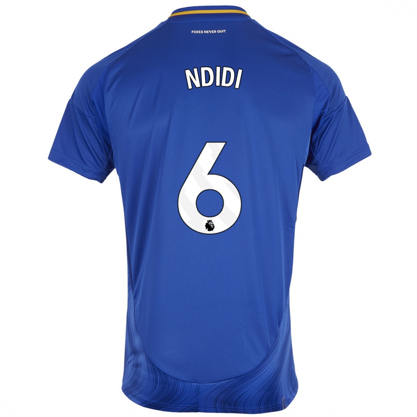 Kids Football Wilfred Ndidi #6 Blue White Home Jersey 2024/25 T-Shirt Australia