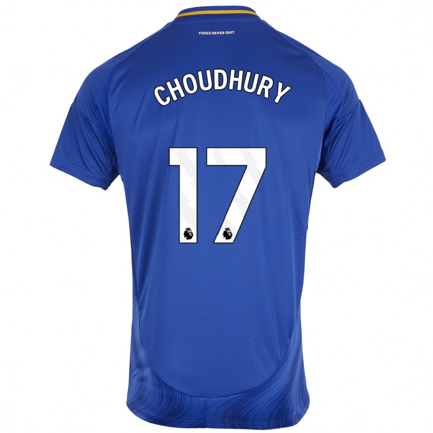 Kids Football Hamza Choudhury #17 Blue White Home Jersey 2024/25 T-Shirt Australia