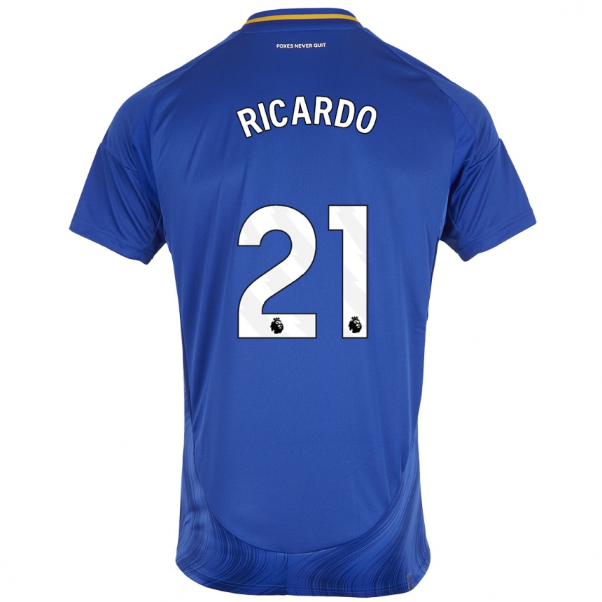 Kids Football Ricardo Pereira #21 Blue White Home Jersey 2024/25 T-Shirt Australia