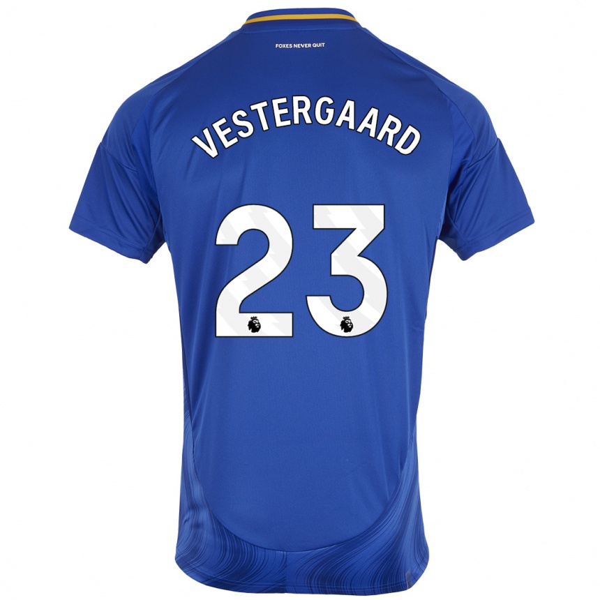 Kids Football Jannik Vestergaard #23 Blue White Home Jersey 2024/25 T-Shirt Australia