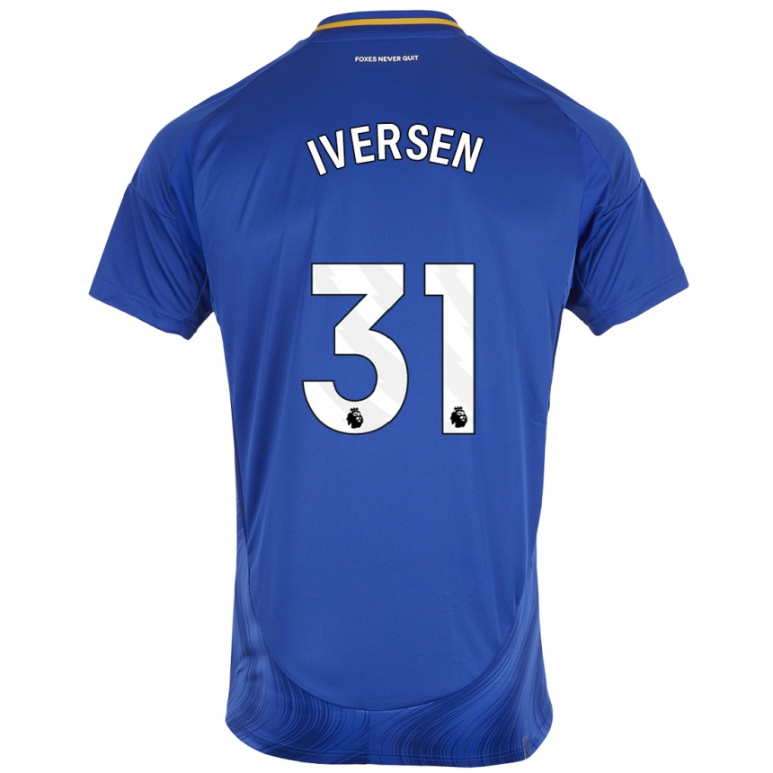 Kids Football Daniel Iversen #31 Blue White Home Jersey 2024/25 T-Shirt Australia