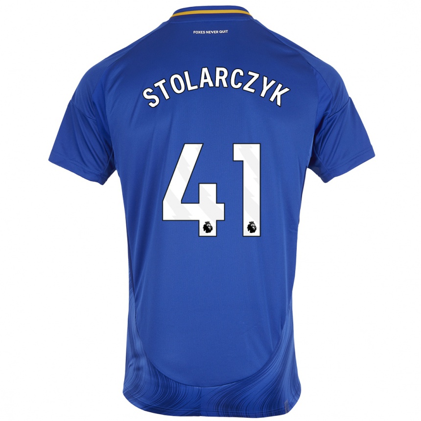 Kids Football Jakub Stolarczyk #41 Blue White Home Jersey 2024/25 T-Shirt Australia