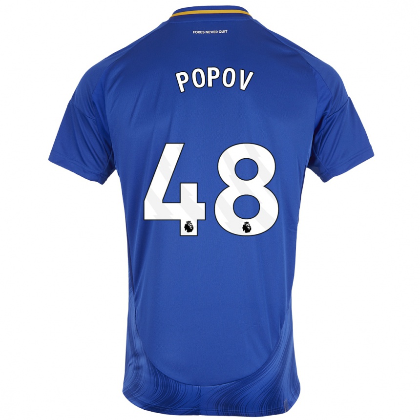 Kids Football Chris Popov #48 Blue White Home Jersey 2024/25 T-Shirt Australia