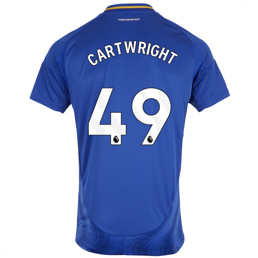 Kids Football Henry Cartwright #49 Blue White Home Jersey 2024/25 T-Shirt Australia