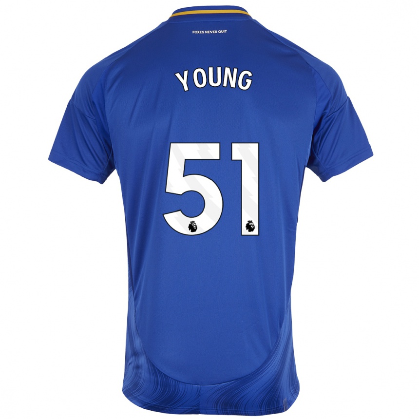 Kids Football Brad Young #51 Blue White Home Jersey 2024/25 T-Shirt Australia