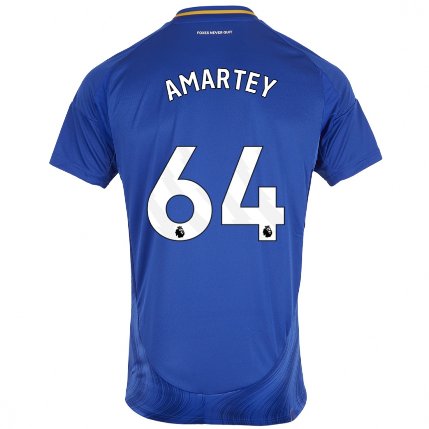 Kids Football Bobby Amartey #64 Blue White Home Jersey 2024/25 T-Shirt Australia