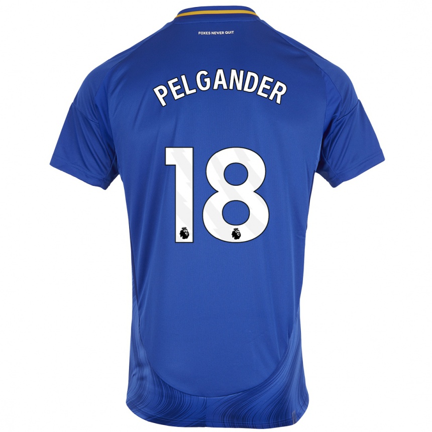 Kids Football Emilia Pelgander #18 Blue White Home Jersey 2024/25 T-Shirt Australia