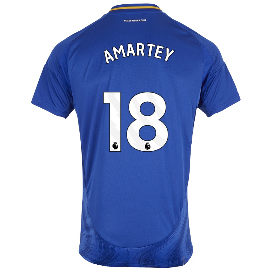 Kids Football Daniel Amartey #18 Blue White Home Jersey 2024/25 T-Shirt Australia