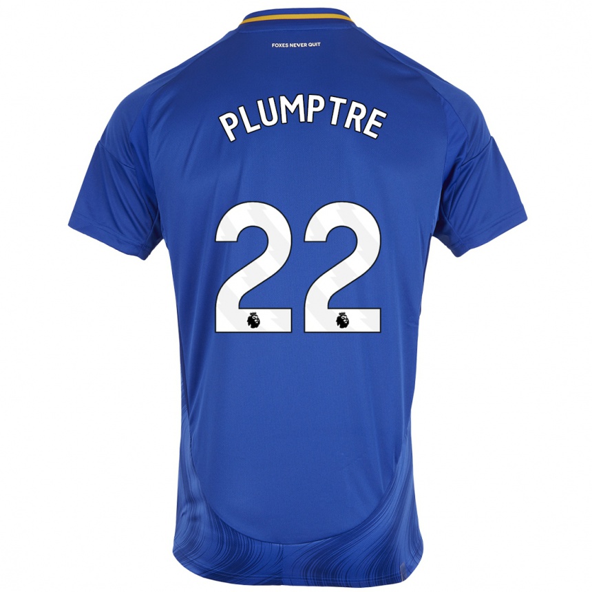 Kids Football Ashleigh Plumptre #22 Blue White Home Jersey 2024/25 T-Shirt Australia