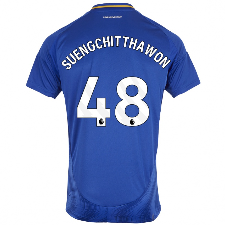 Kids Football Thanawat Suengchitthawon #48 Blue White Home Jersey 2024/25 T-Shirt Australia