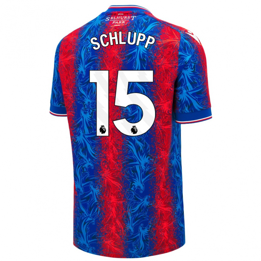 Kids Football Jeffrey Schlupp #15 Red Blue Stripes Home Jersey 2024/25 T-Shirt Australia