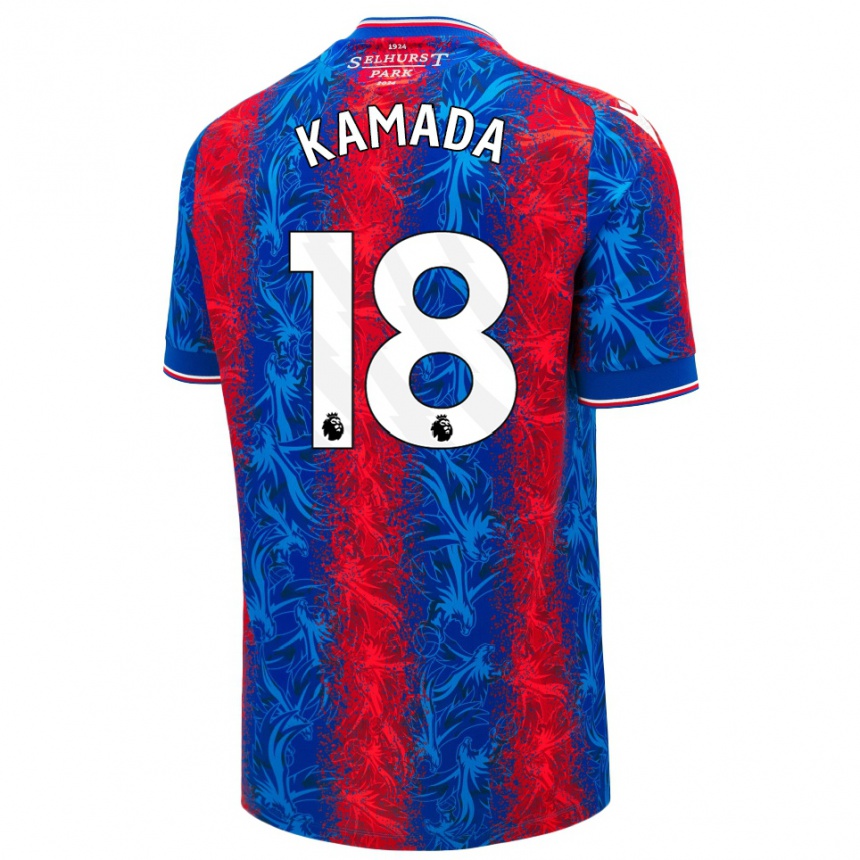 Kids Football Daichi Kamada #18 Red Blue Stripes Home Jersey 2024/25 T-Shirt Australia