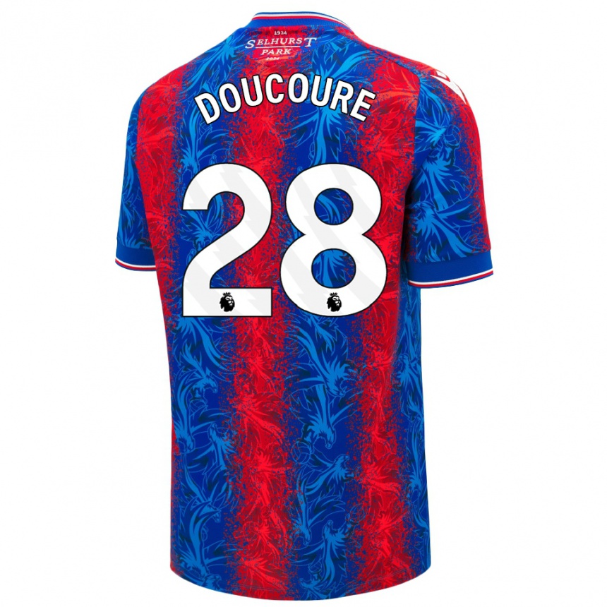 Kids Football Cheick Doucouré #28 Red Blue Stripes Home Jersey 2024/25 T-Shirt Australia