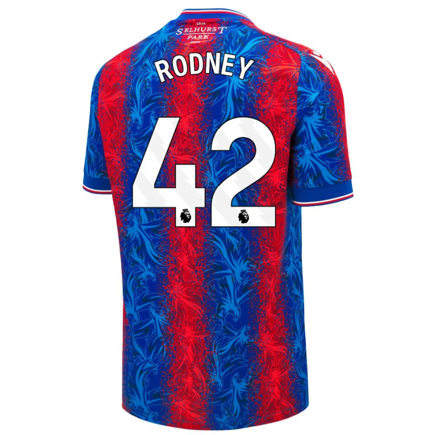 Kids Football Kaden Rodney #42 Red Blue Stripes Home Jersey 2024/25 T-Shirt Australia