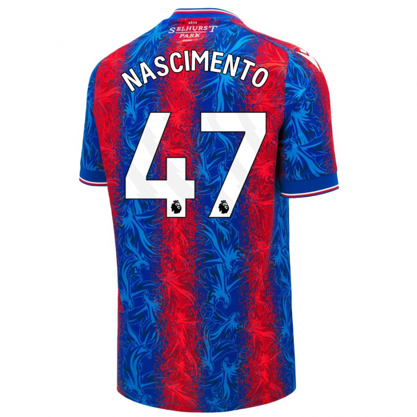 Kids Football Adler Nascimento #47 Red Blue Stripes Home Jersey 2024/25 T-Shirt Australia