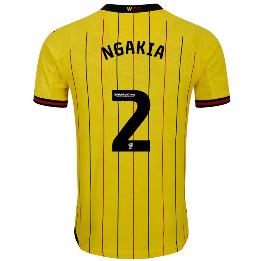 Kids Football Jeremy Ngakia #2 Yellow Black Home Jersey 2024/25 T-Shirt Australia