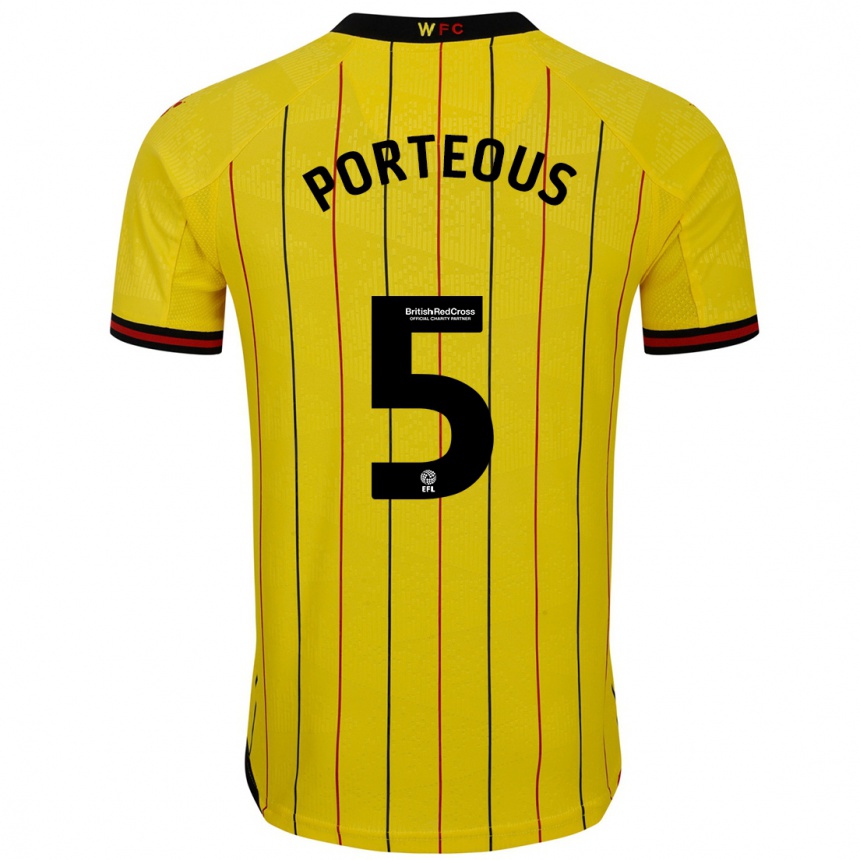 Kids Football Ryan Porteous #5 Yellow Black Home Jersey 2024/25 T-Shirt Australia