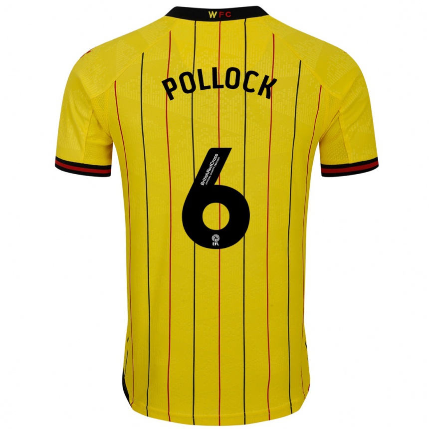 Kids Football Mattie Pollock #6 Yellow Black Home Jersey 2024/25 T-Shirt Australia