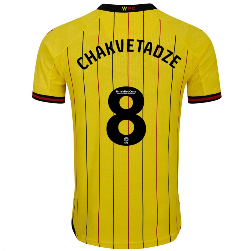 Kids Football Giorgi Chakvetadze #8 Yellow Black Home Jersey 2024/25 T-Shirt Australia